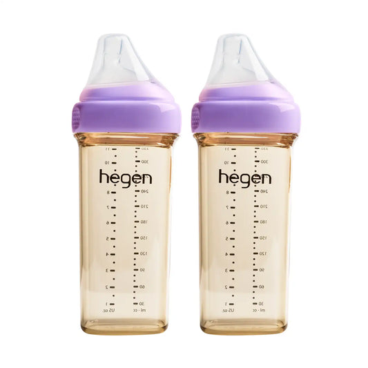 Hegen PPSU Anti-Colic Baby Bottle - 6 Months Plus - 330ml/11oz - Purple - 2-Pack