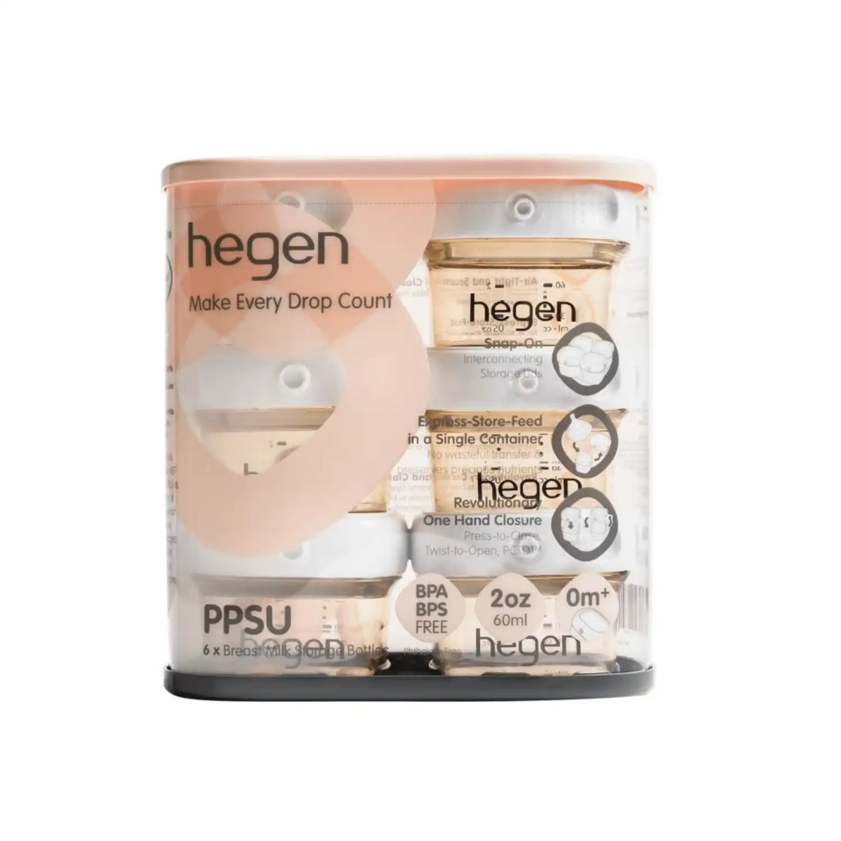 Hegen PPSU Breast Milk Storage - 60ml/2oz Breast - 6-Pack