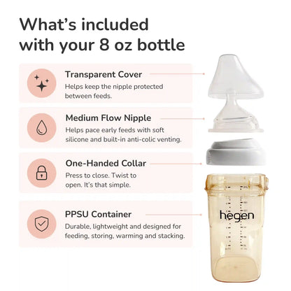 Hegen PPSU Anti-Colic Baby Bottle - 3 to 6 Months - 240ml/8oz - Blue