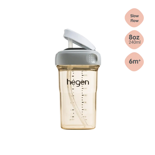 Hegen PPSU Straw Cup - 6 Months Plus - 240ml/8oz - Grey