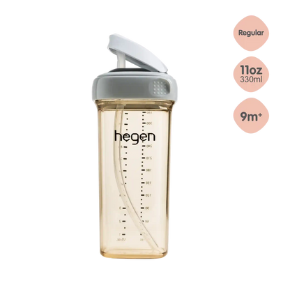 Hegen PPSU Straw Cup - 9 Months Plus - 330ml/11oz - Grey