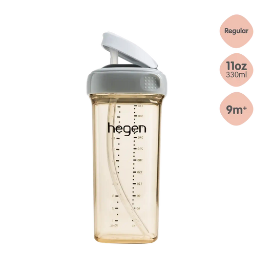 Hegen PPSU Straw Cup - 9 Months Plus - 330ml/11oz - Grey